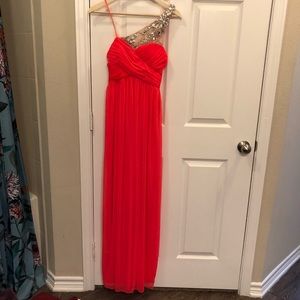 Coral one shoulder strap dress